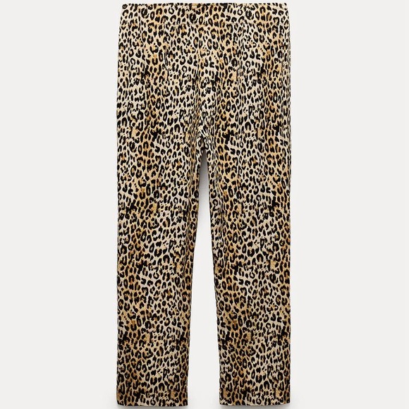SALE! ZARA NWT ZW COLLECTION ANIMAL PRINT CAPRI PANTS - Picture 6 of 9